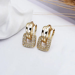 925 Silver Plated Zircon Square Huggie Hoop Earrings