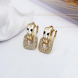925 Silver Plated Zircon Square Huggie Hoop Earrings