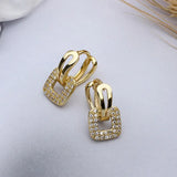 925 Silver Plated Zircon Square Huggie Hoop Earrings