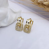 925 Silver Plated Zircon Square Huggie Hoop Earrings