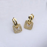 925 Silver Plated Zircon Square Huggie Hoop Earrings