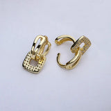 925 Silver Plated Zircon Square Huggie Hoop Earrings