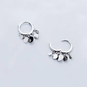 925 Sterling Silver Hoop Earrings For Women Small Round Tassel Earring