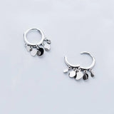 925 Sterling Silver Hoop Earrings For Women Small Round Tassel Earring