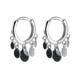925 Sterling Silver Hoop Earrings For Women Small Round Tassel Earring