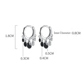 925 Sterling Silver Hoop Earrings For Women Small Round Tassel Earring
