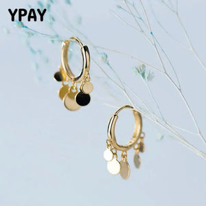 925 Sterling Silver Hoop Earrings For Women Small Round Tassel Earring
