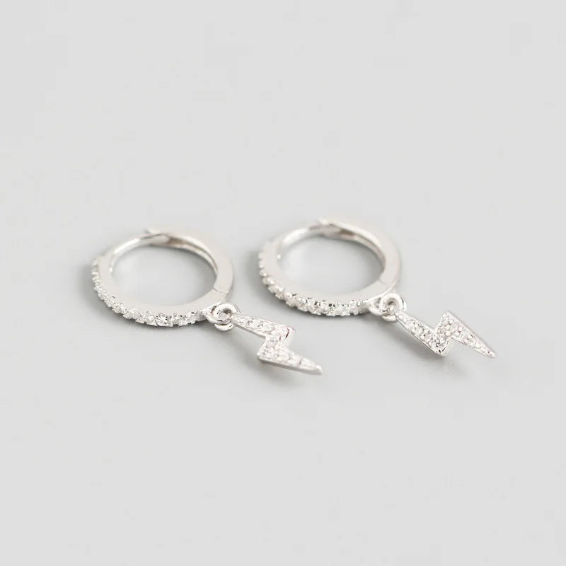 925 Sterling Silver Hoop Earrings for Women Geometric Zircon Earrings YME693