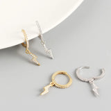 925 Sterling Silver Hoop Earrings for Women Geometric Zircon Earrings YME693