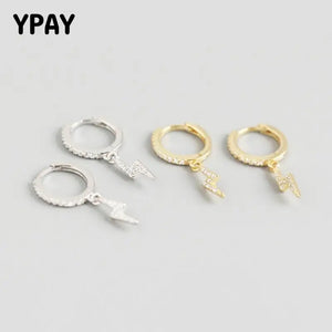 925 Sterling Silver Hoop Earrings for Women Geometric Zircon Earrings YME693