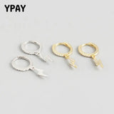 925 Sterling Silver Hoop Earrings for Women Geometric Zircon Earrings YME693
