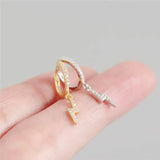 925 Sterling Silver Hoop Earrings for Women Geometric Zircon Earrings YME693