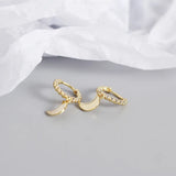 925 Silver Hoop Earrings Moon Pendant Circle Brinco