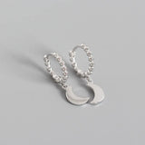925 Silver Hoop Earrings Moon Pendant Circle Brinco
