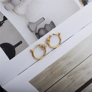925 Sterling Silver Knotted Small Hoop Earrings for Women