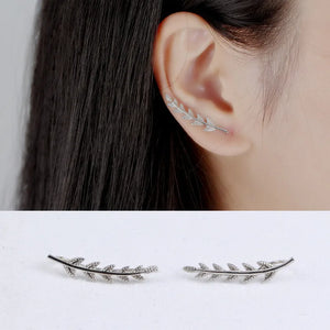 925 Sterling Silver Leaves Ear Clip for Women Clip-on Earrings