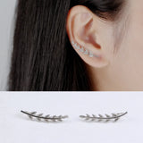 925 Sterling Silver Leaves Ear Clip for Women Clip-on Earrings