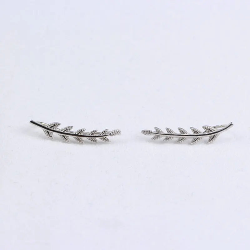 925 Sterling Silver Leaves Ear Clip for Women Clip-on Earrings