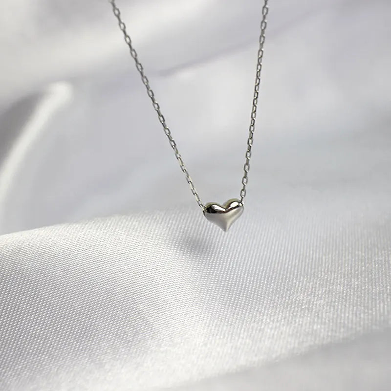 925 Sterling Silver Heart Pendant Necklace Vintage Wedding Jewelry YMN033