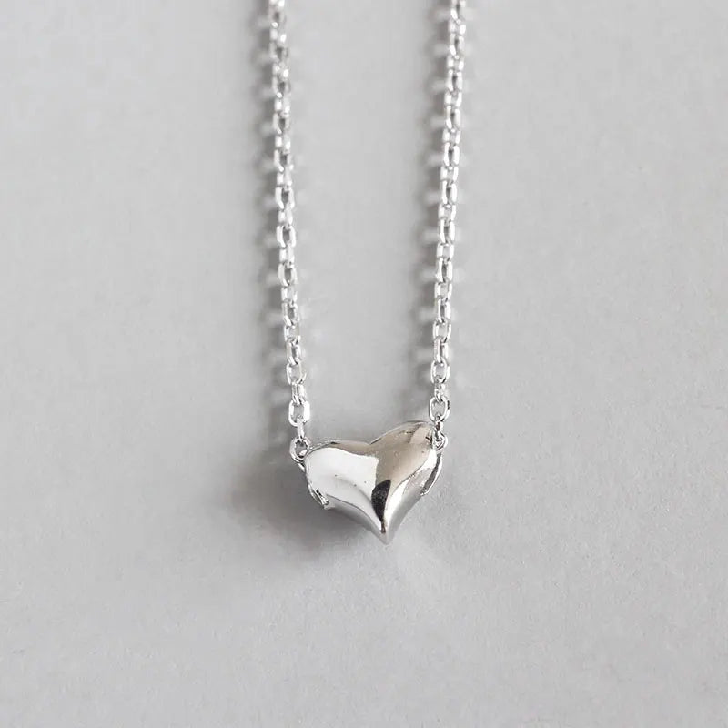 925 Sterling Silver Heart Pendant Necklace Vintage Wedding Jewelry YMN033