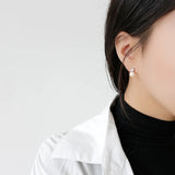 925 Silver Natural Freshwater Pearl Drop Earrings Zircon Fine Jewelry