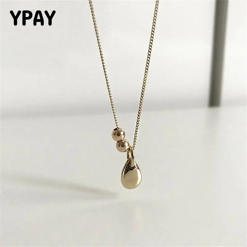 925 Silver Necklaces Water Drop Bead Pendant Necklace YMN180