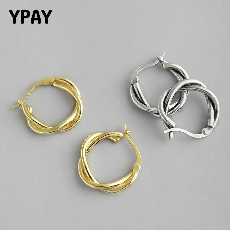 925 Sterling Silver Twisted Hoop Earrings for Women Vintage Charm Earring
