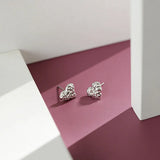925 Sterling Silver Heart Stud Earrings INS Rock Texture Fine Party Jewelry