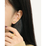 925 Sterling Silver Heart Stud Earrings INS Rock Texture Fine Party Jewelry