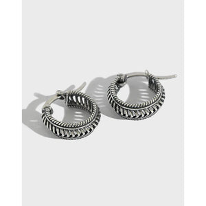 925 Silver Vintage Twisted Hoop Earrings for Ladies YME326