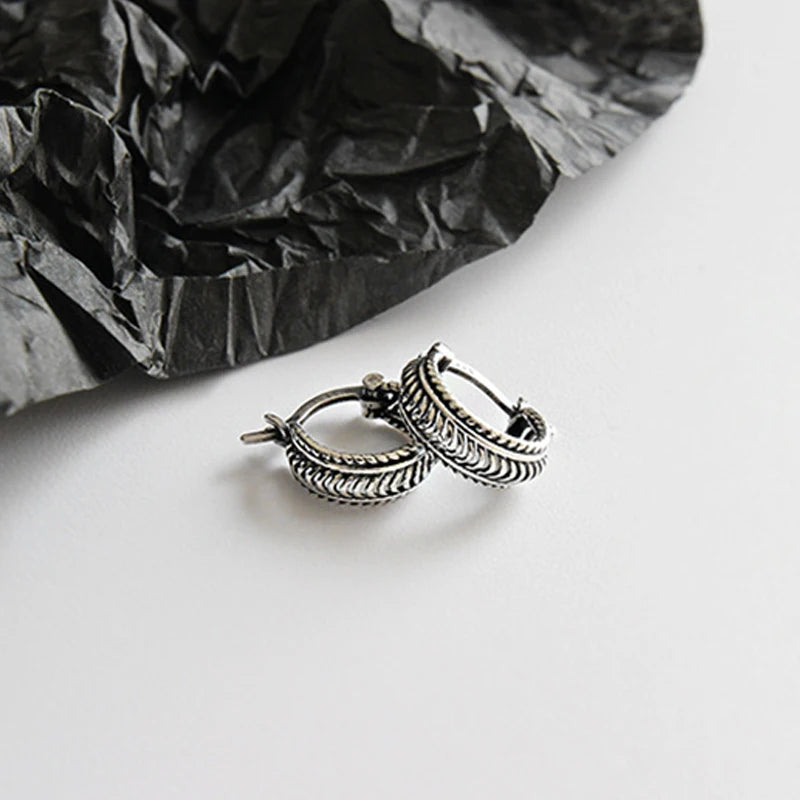 925 Silver Vintage Twisted Hoop Earrings for Ladies YME326