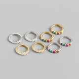 Real 925 Silver Colorful Zircon Hoop Earrings for Women