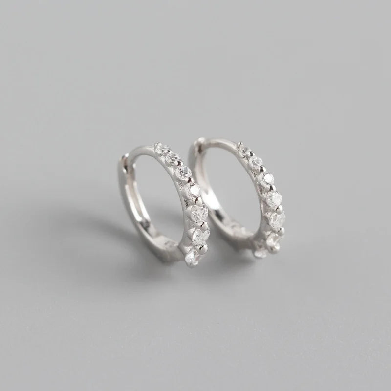 Real 925 Silver Colorful Zircon Hoop Earrings for Women