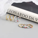 Real 925 Silver Colorful Zircon Hoop Earrings for Women