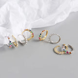 Real 925 Silver Colorful Zircon Hoop Earrings for Women