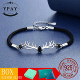 925 Silver Deer Couple Bracelet Women Men Christmas Jewelry