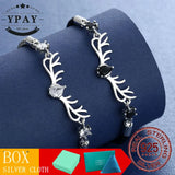 925 Silver Deer Couple Bracelet Women Men Christmas Jewelry
