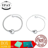 925 Silver Interlocking Couple Bracelet Wedding Jewelry