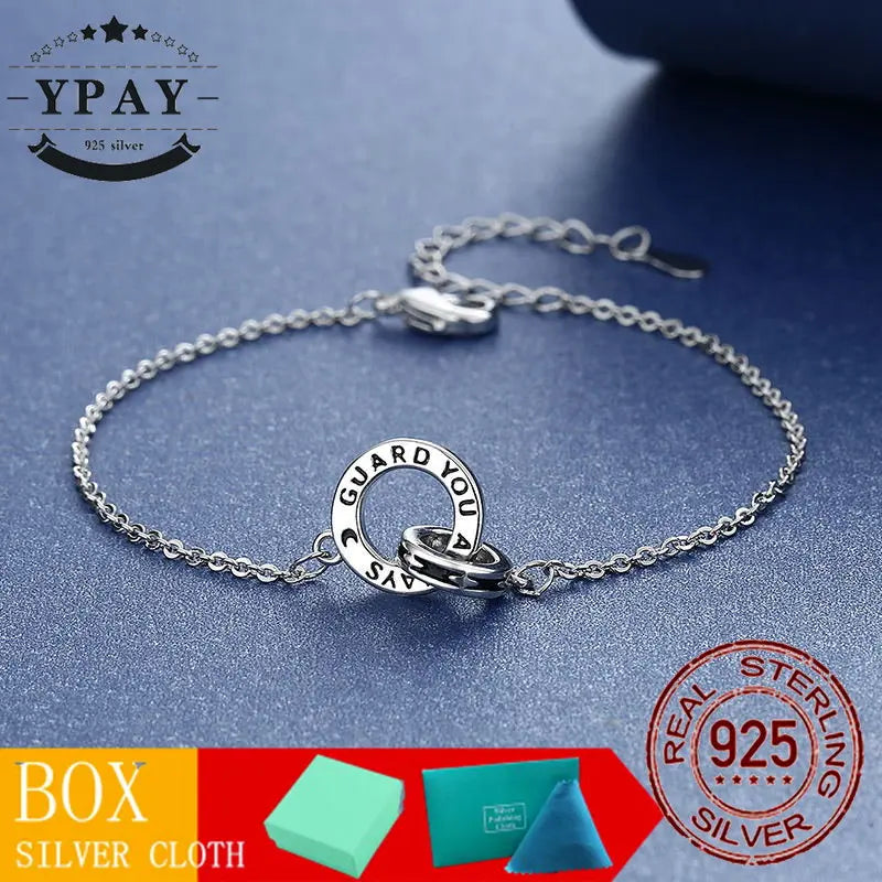 925 Silver Interlocking Couple Bracelet Wedding Jewelry