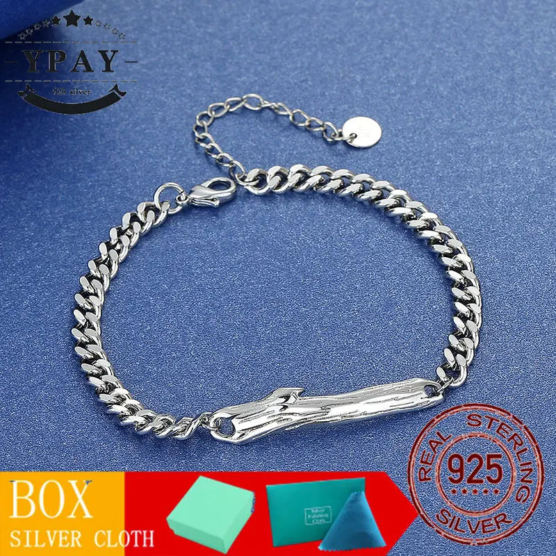 925 Silver Couple Chain Bracelet for Wedding Party