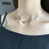 925 Silver Round Bead Pendant Necklace for Women Geometric Ball Necklaces