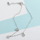 925 Silver Heart Charm Anklet For Women S925 Adjustable Fine Jewelry