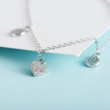 925 Silver Heart Charm Anklet For Women S925 Adjustable Fine Jewelry