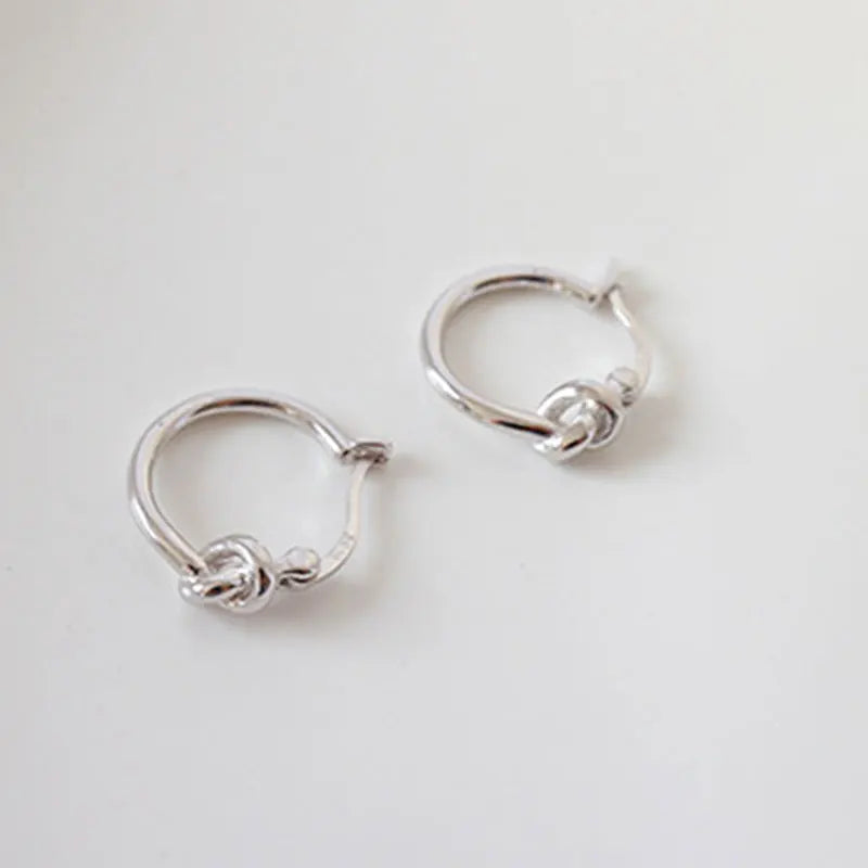 925 Silver Hoop Earrings Circle Knot Fine Jewelry Gift