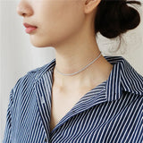 925 Silver Choker Necklace Zircon Tennis Fine Wedding Jewelry YMN140