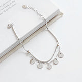925 Sterling Silver Box Chain Disc Anklets for Women Girls YMA007