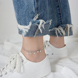 925 Sterling Silver Box Chain Disc Anklets for Women Girls YMA007