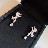 925 Sterling Silver Bow Earrings Lock Stud Earrings