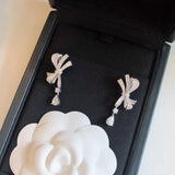 925 Sterling Silver Bow Earrings Lock Stud Earrings