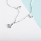 925 Silver Butterfly Charm Anklet for Women